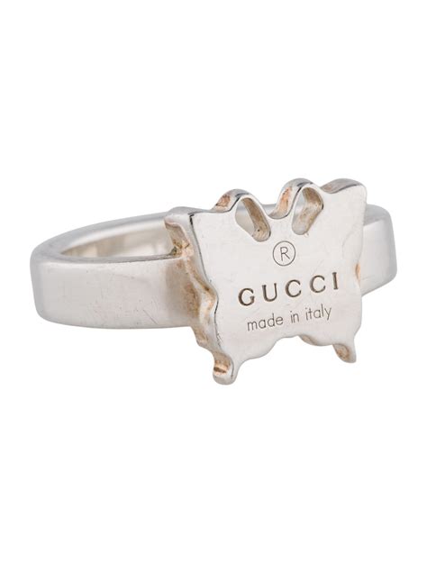 gucci silver ring with g|gucci sterling silver butterfly ring.